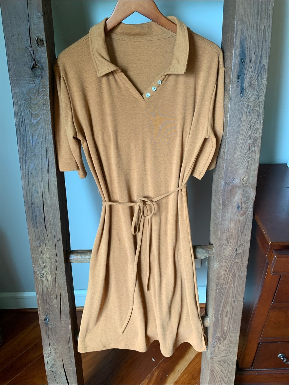 Roolee Women’s burnt brown Polo Knit Tie-Waist Dress